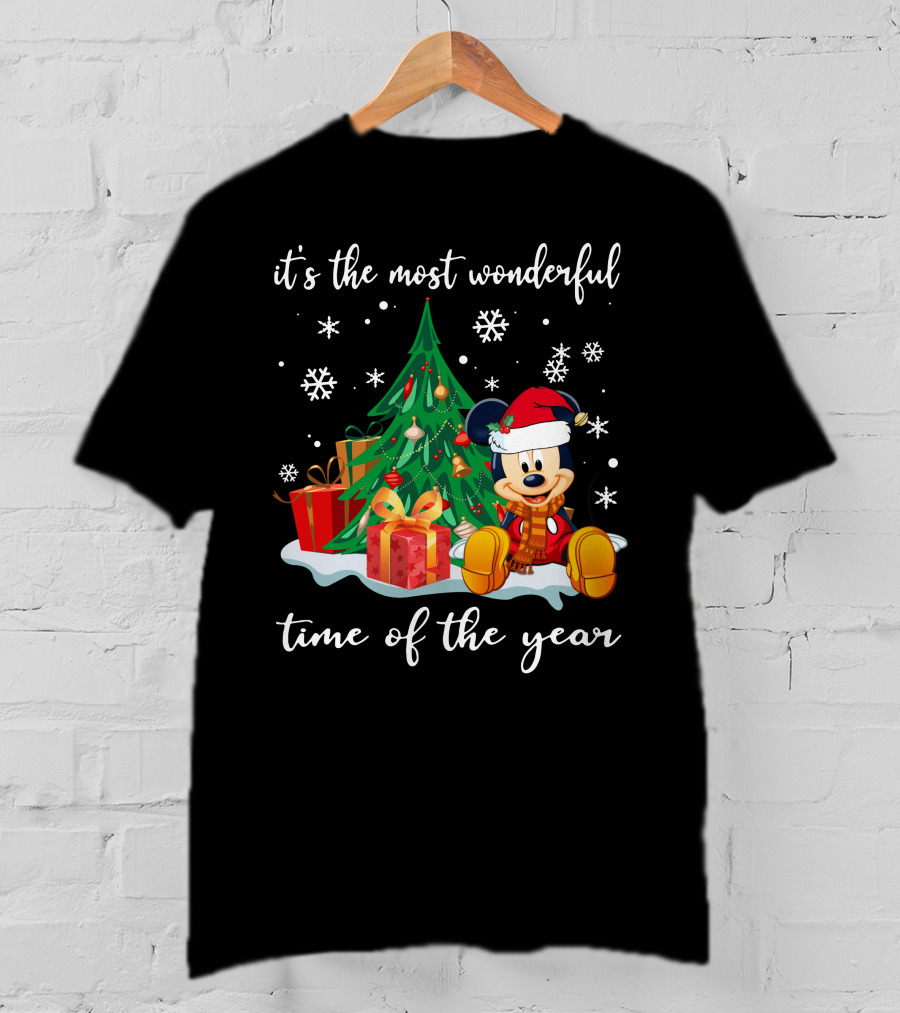It's The Most Wonderful Time Of The Year Mickey Christmas Tree Gifts Snowflakes T-Shirt
