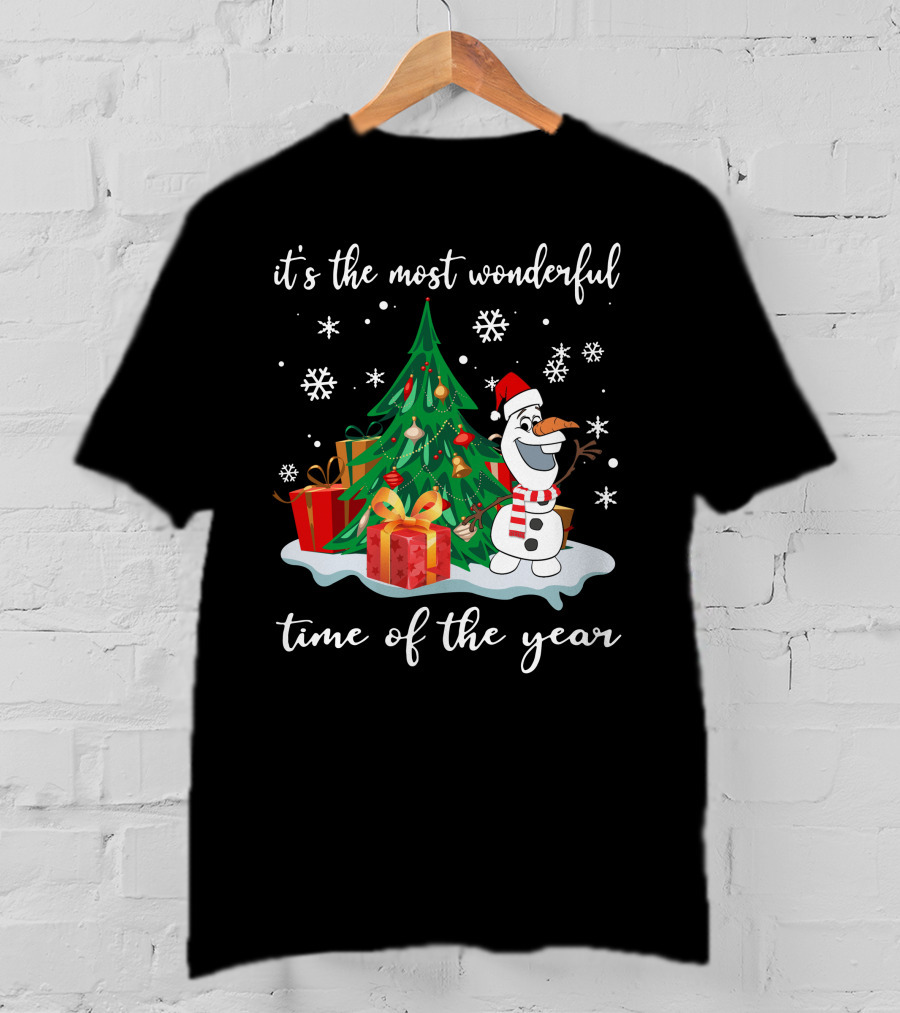 Olaf It's The Most Wonderful Time Of The Year Christmas Tree Snowman T-Shirt