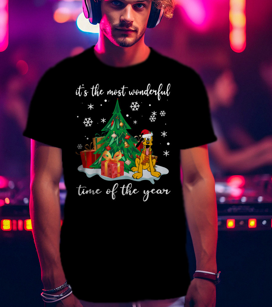 It's The Most Wonderful Time Of The Year Pluto Christmas Tree Snowflakes Gifts T-Shirt