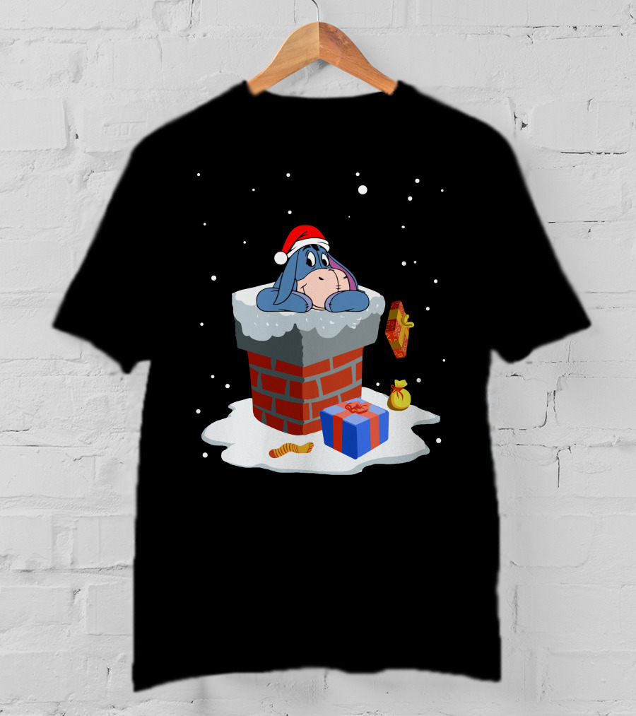 Eeyore Christmas Santa Hat Chimney Presents T-Shirt