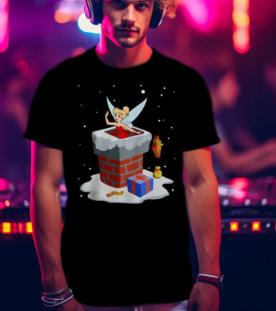 Tinker Bell Christmas Chimney Gifts Snowflakes T-Shirt