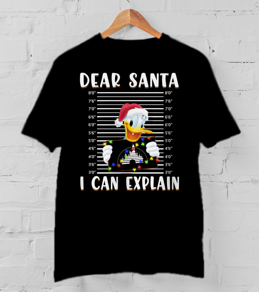 Dear Santa I Can Explain Donald Duck Christmas Mugshot T-Shirt