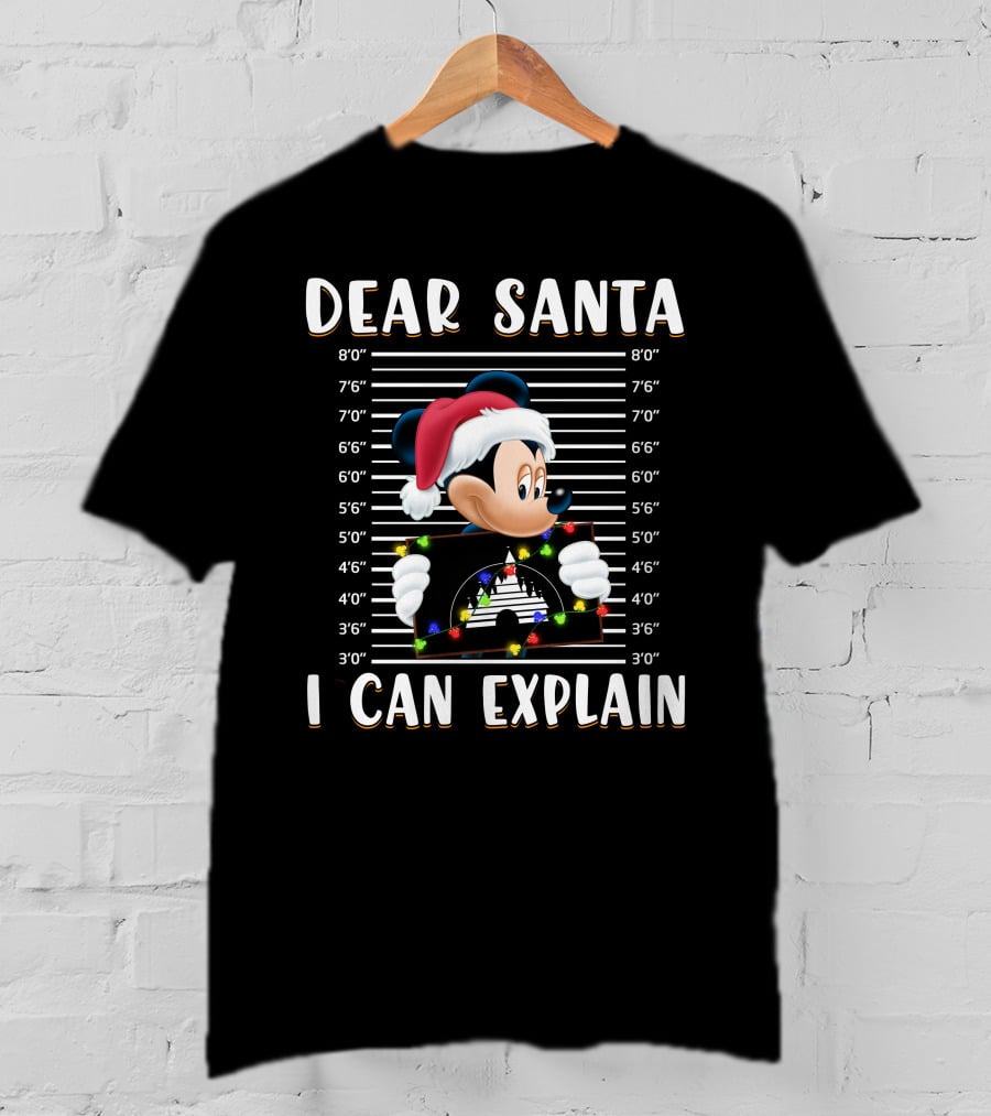 Dear Santa I Can Explain Mickey Christmas Mugshot T-Shirt