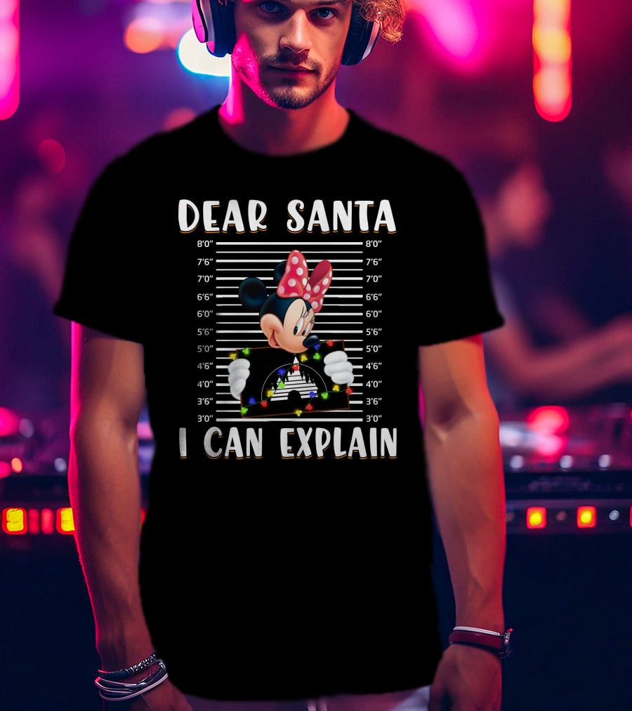 Dear Santa I Can Explain Minnie Mouse Holiday Mugshot T-Shirt
