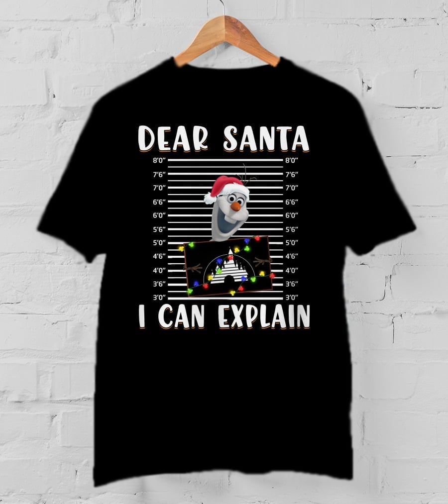 Dear Santa Olaf I Can Explain Christmas Disney Mugshot T-Shirt