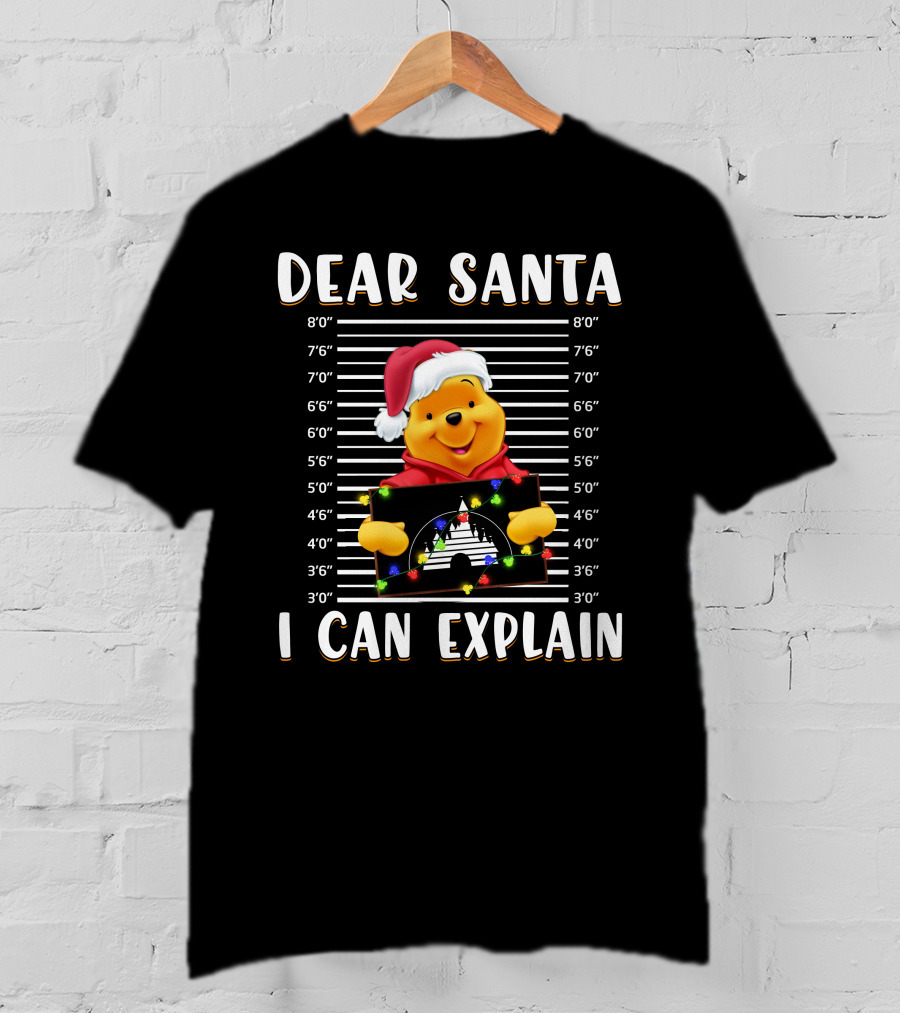 Dear Santa I Can Explain Pooh Christmas Mugshot T-Shirt