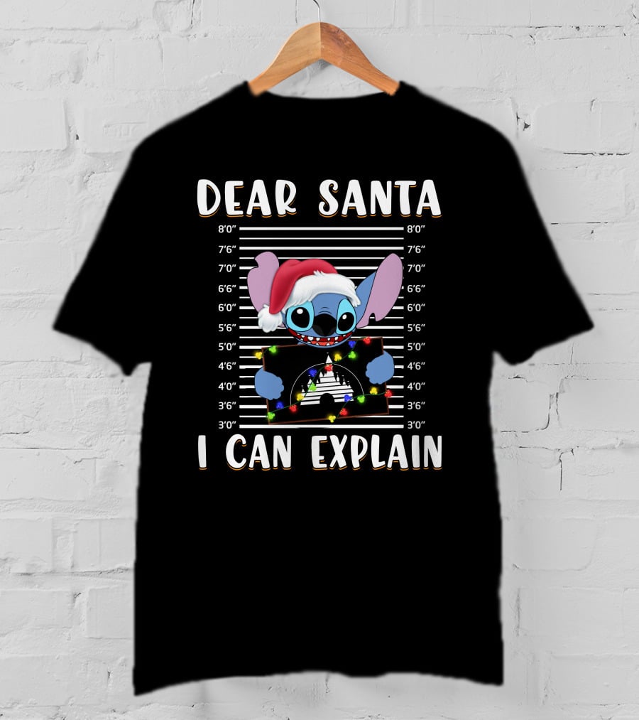 Dear Santa I Can Explain Stitch Christmas Mugshot T-Shirt