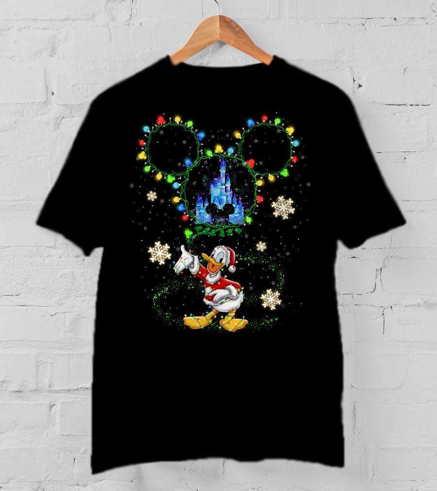 Donald Christmas Wonderland Mickey Lights Snowflakes T-Shirt