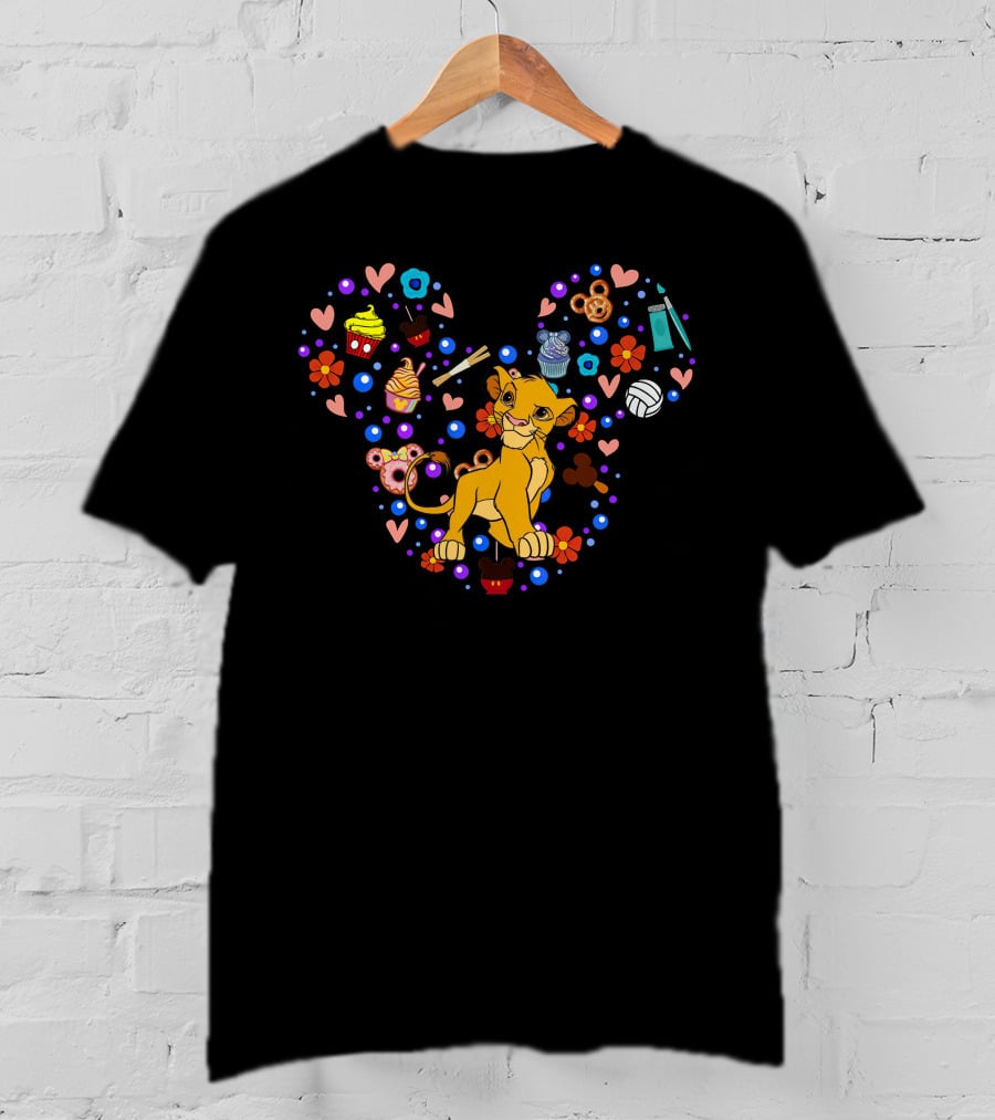 Simba Heart With Snacks And Hearts T-Shirt