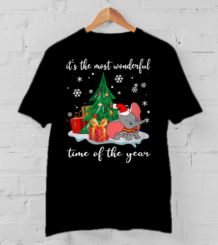 It's The Most Wonderful Time Of The Year Dumbo Christmas Tree Snowflakes T-Shirt