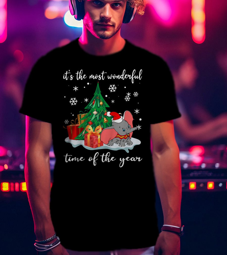 It's The Most Wonderful Time Of The Year Dumbo Christmas Tree Snowflakes T-Shirt