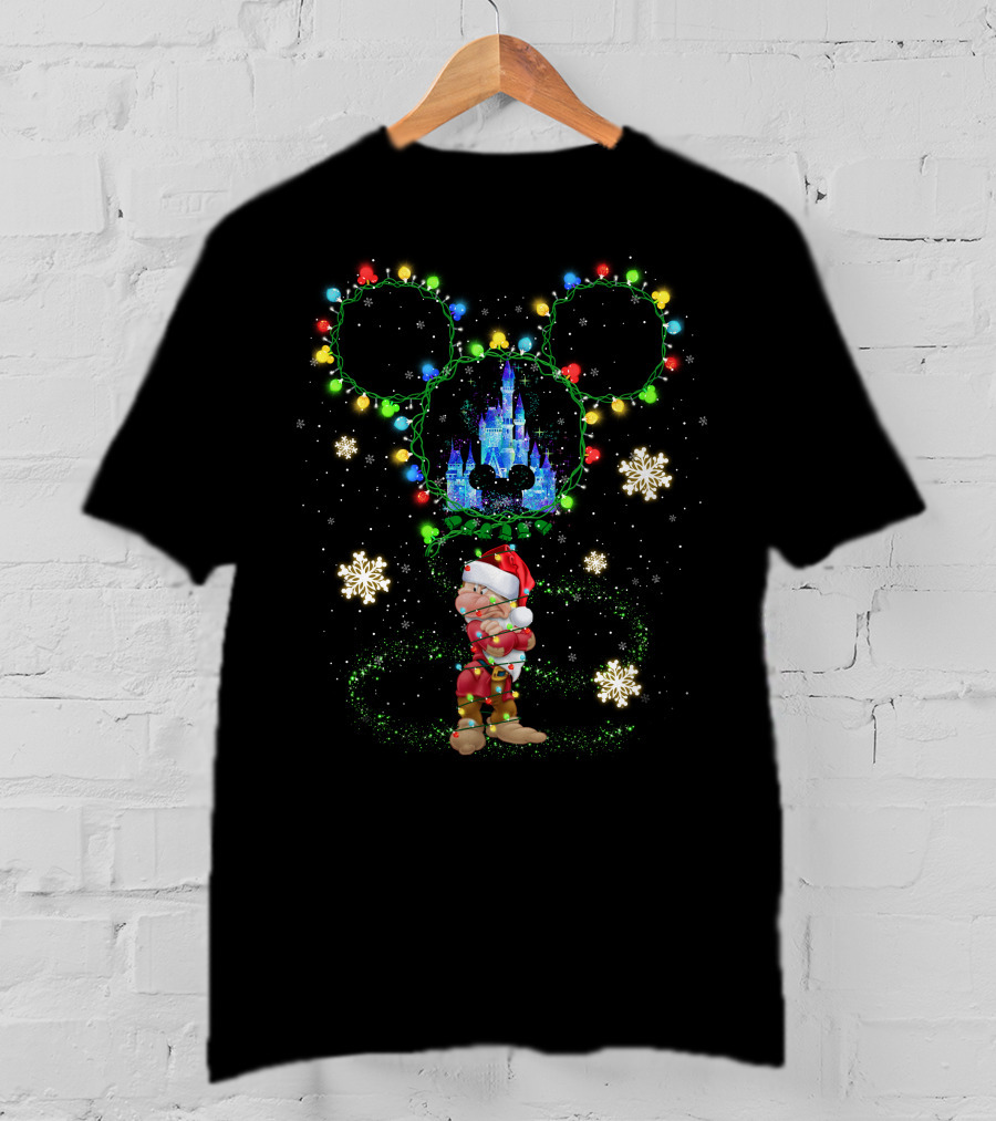Grumpy Christmas Lights Castle Snowflakes Disney Holiday Magic T-Shirt