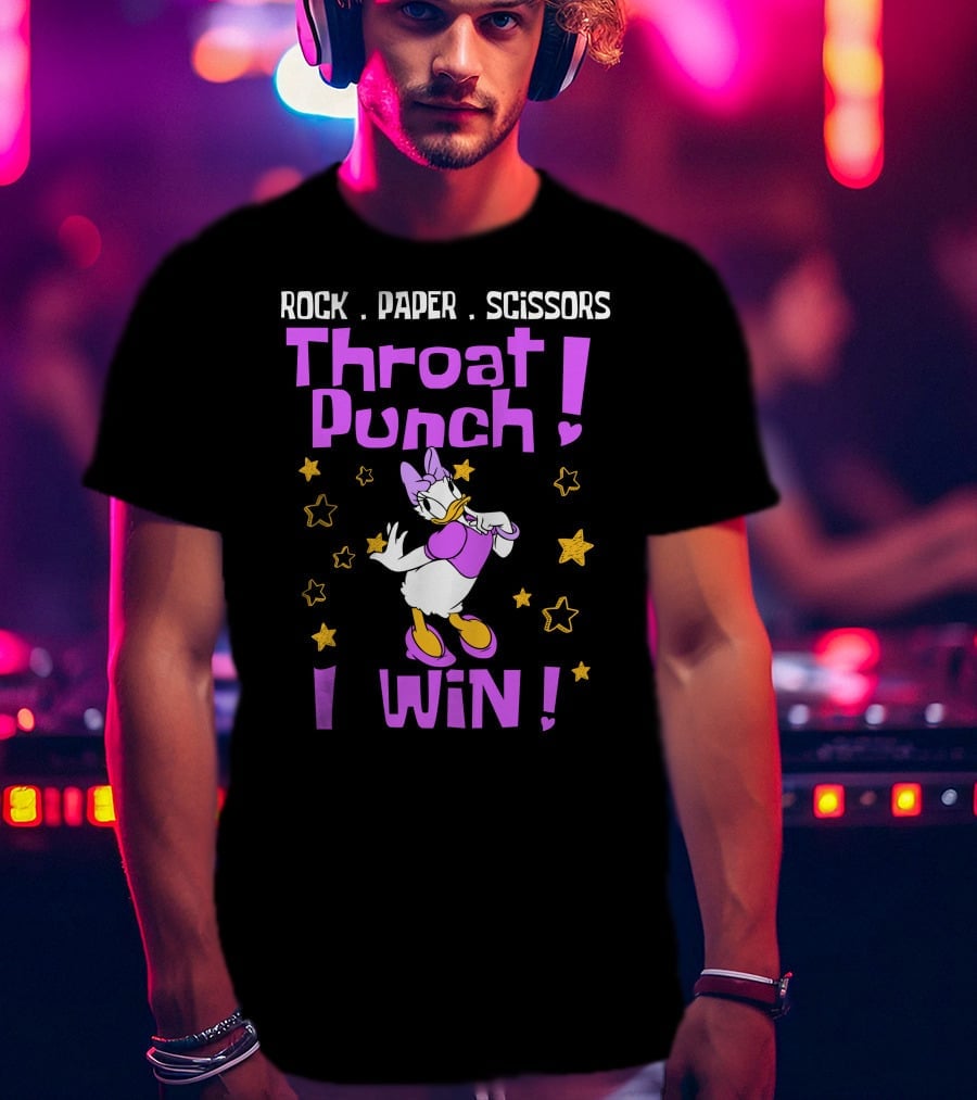 Rock Paper Scissors Throat Punch I Win Daisy Duck Stars T-Shirt
