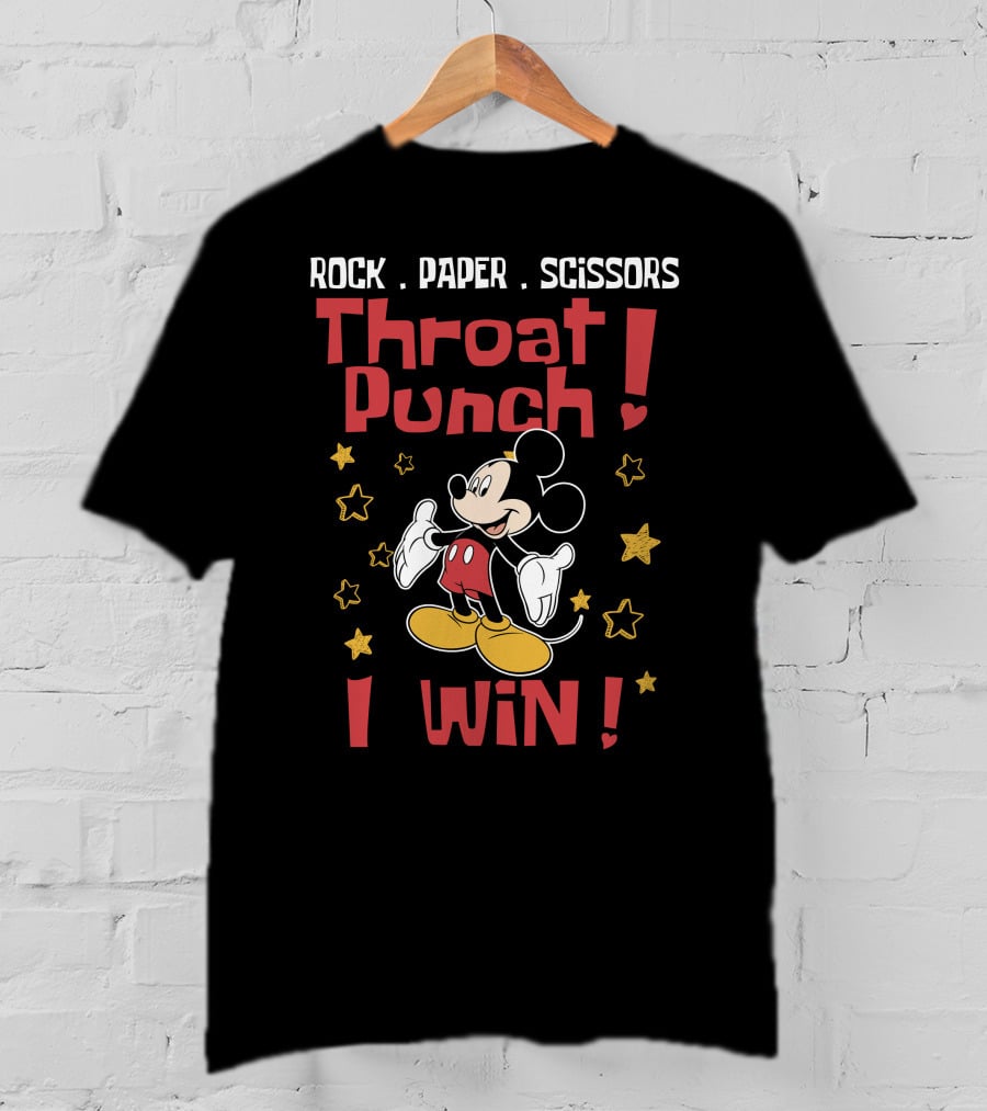 Rock Paper Scissors Throat Punch I Win Mickey T-Shirt