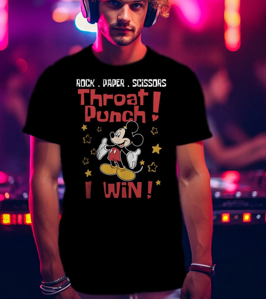 Rock Paper Scissors Throat Punch I Win Mickey T-Shirt