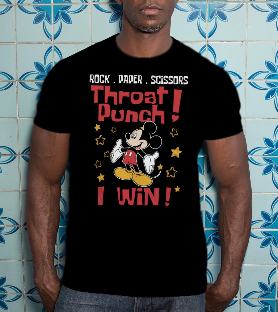 Rock Paper Scissors Throat Punch I Win Mickey T-Shirt