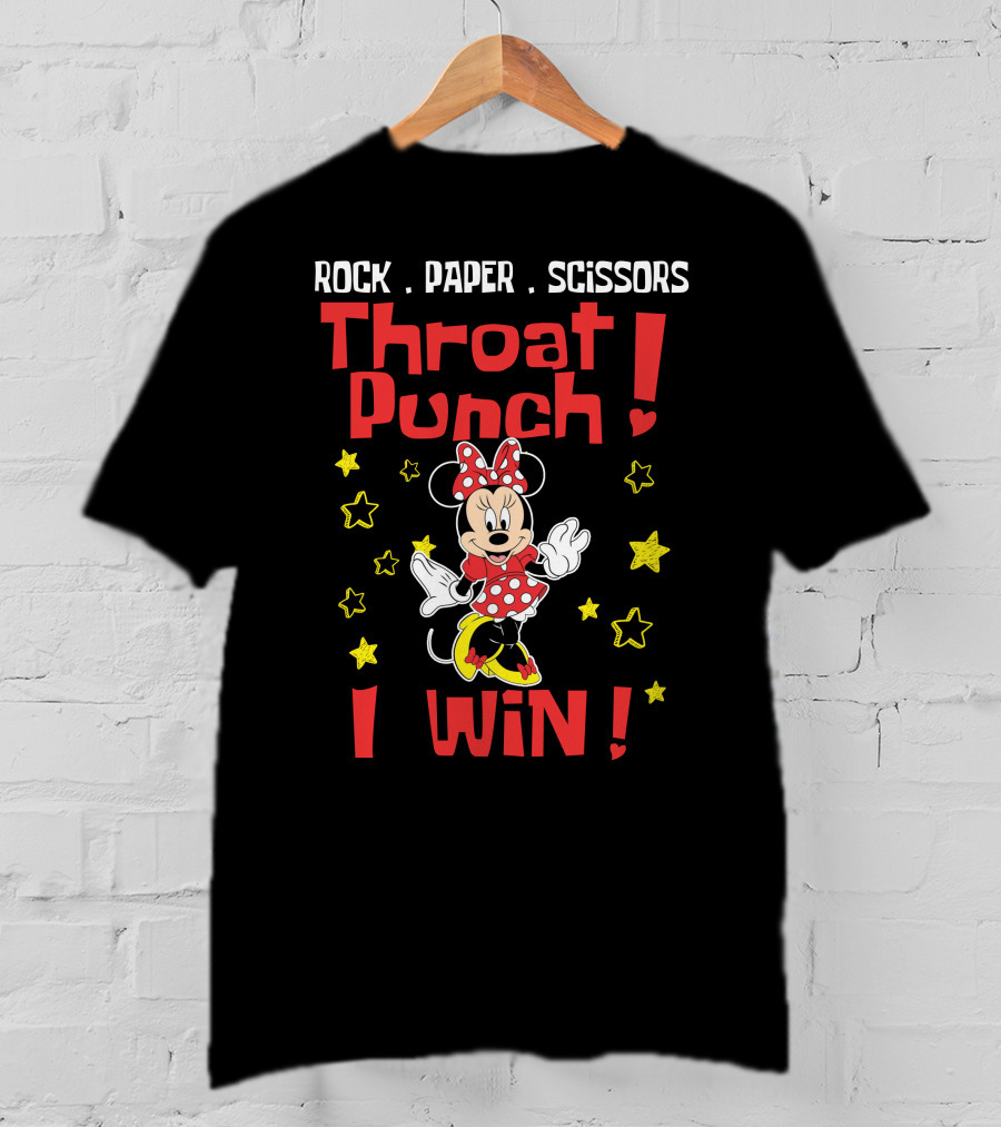 Rock Paper Scissors Throat Punch I Win Minnie Mouse T-Shirt