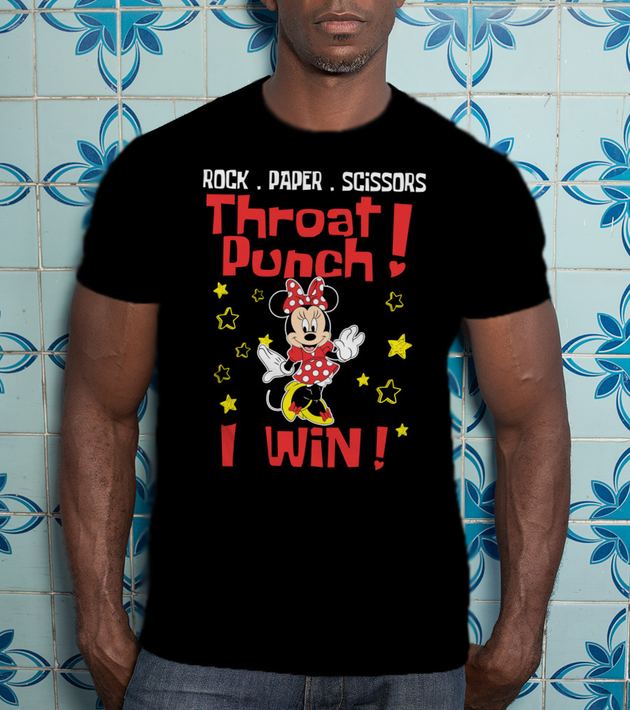 Rock Paper Scissors Throat Punch I Win Minnie Mouse T-Shirt