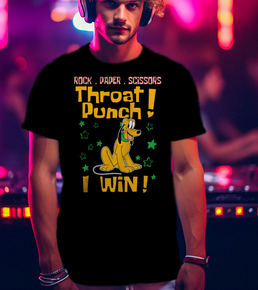 Rock Paper Scissors Throat Punch I Win Pluto Stars T-Shirt