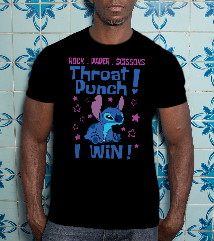 Rock Paper Scissors Throat Punch I Win Stitch T-Shirt