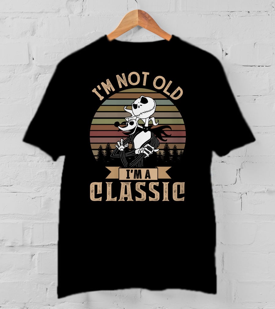 I'M NOT OLD I'M A CLASSIC Jack Skellington Vintage Sunset Forest T-Shirt