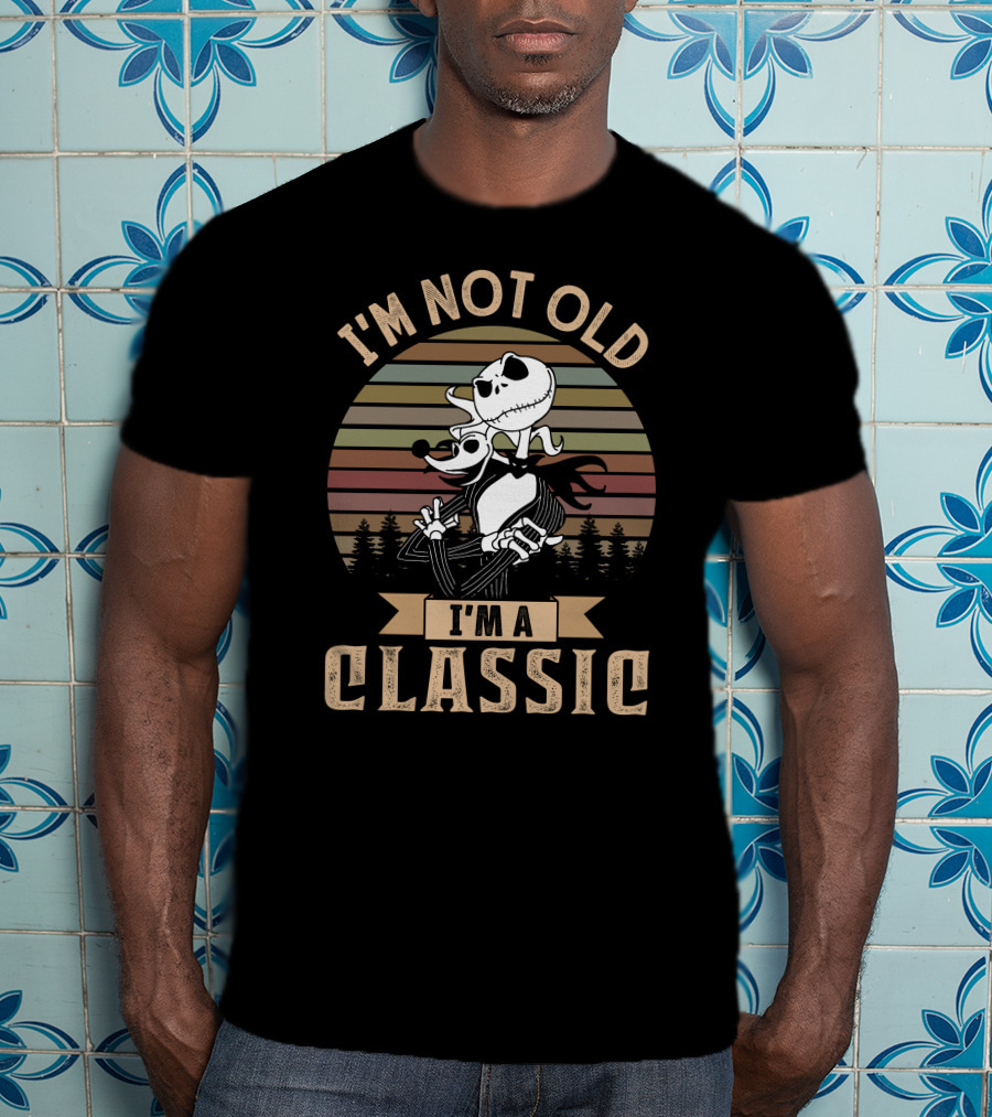 I'M NOT OLD I'M A CLASSIC Jack Skellington Vintage Sunset Forest T-Shirt