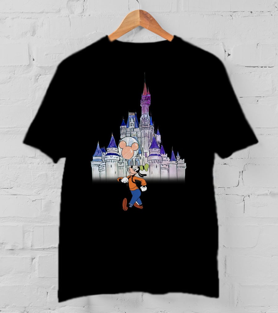 Goofy At Magical Castle With Mouse Balloon T-Shirt