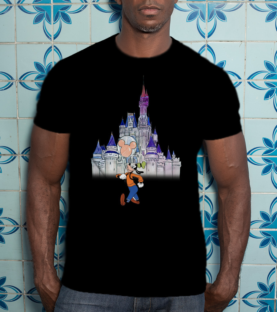Goofy At Magical Castle With Mouse Balloon T-Shirt