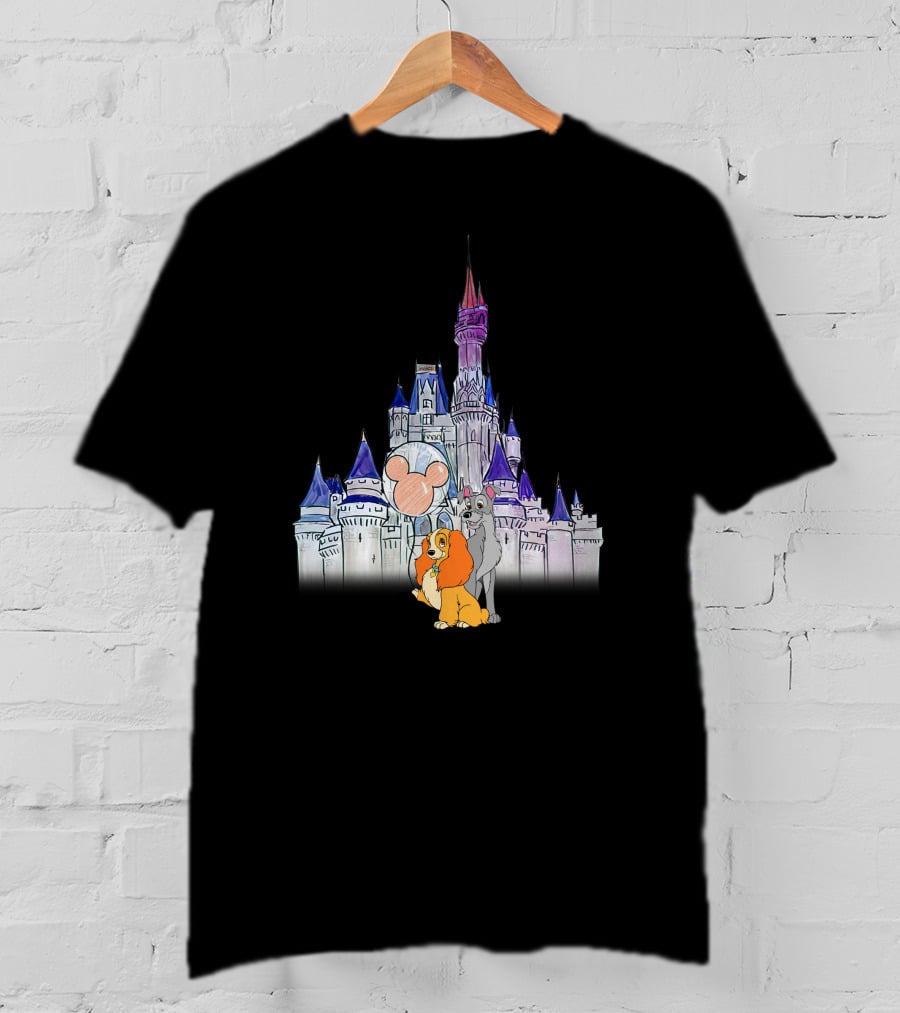 Lady And The Tramp Disney Castle Magic Balloon T-Shirt
