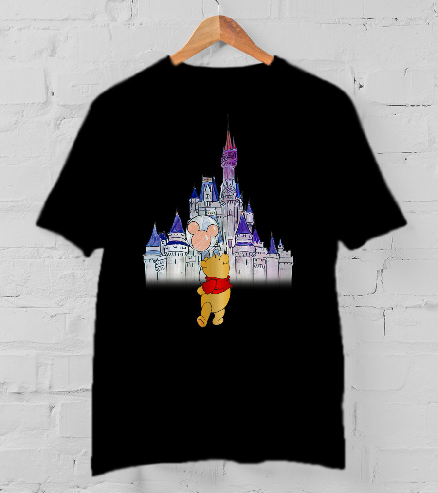 Winnie The Pooh Mickey Balloon Disney Castle T-Shirt