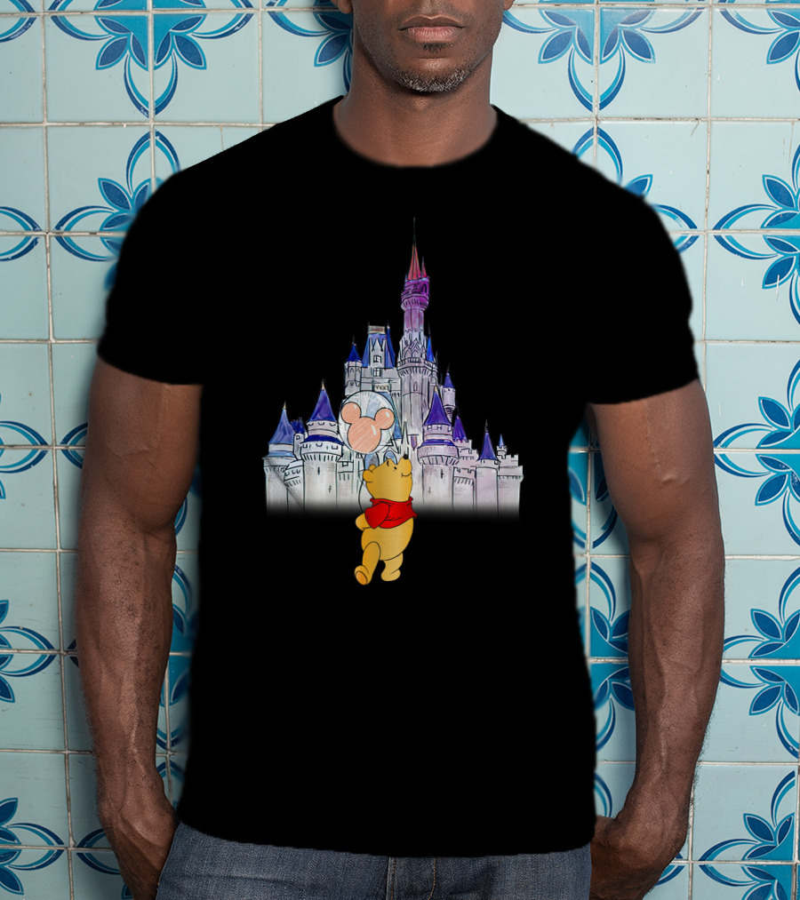 Winnie The Pooh Mickey Balloon Disney Castle T-Shirt