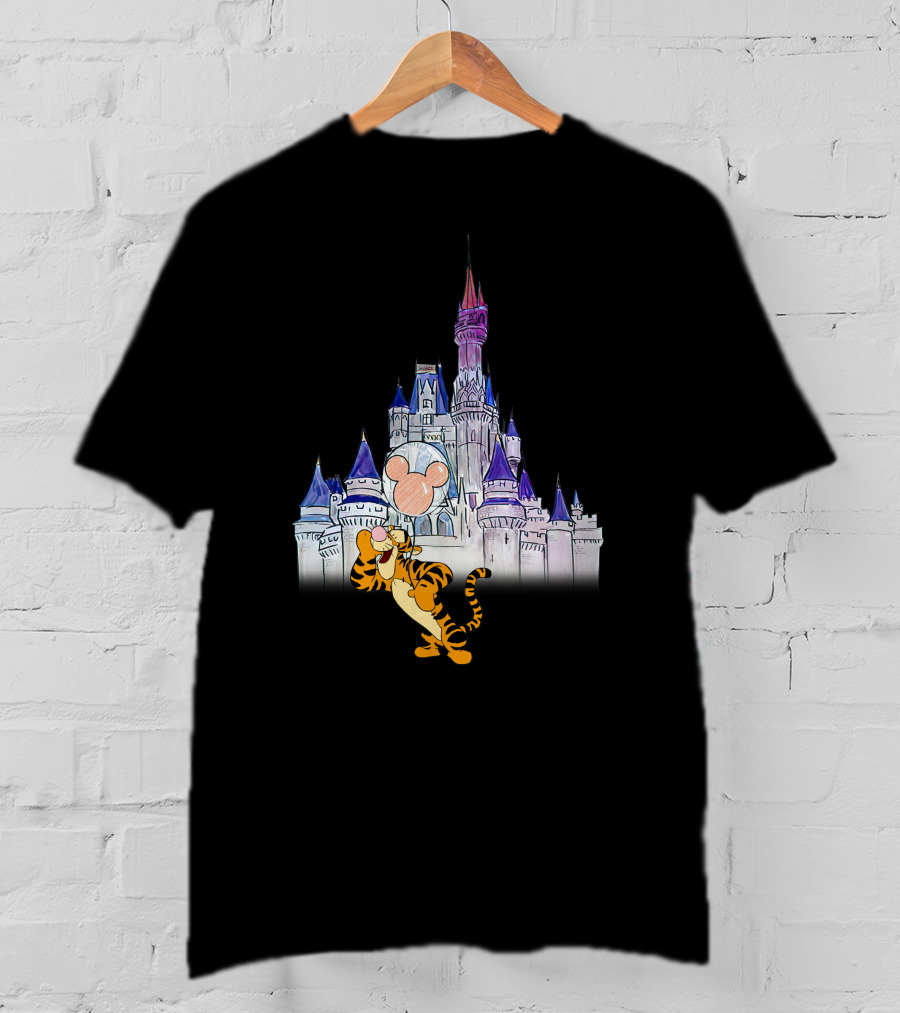 Tigger At Disney Castle With Mickey Balloon T-Shirt