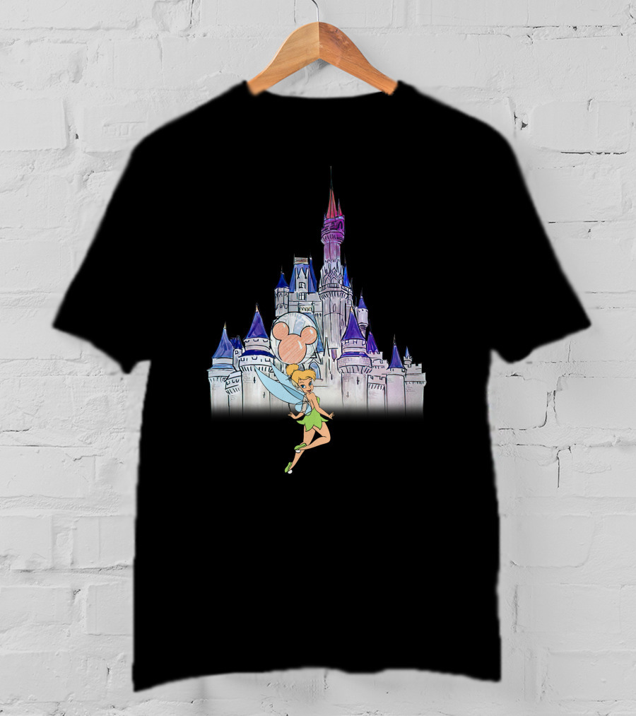 Tinker Bell At Disney Castle With Mickey Balloon T-Shirt