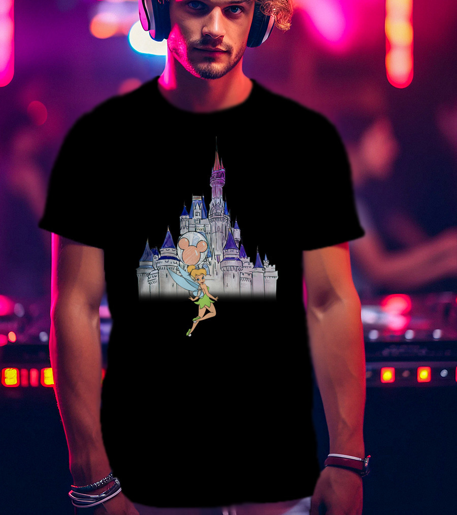Tinker Bell At Disney Castle With Mickey Balloon T-Shirt