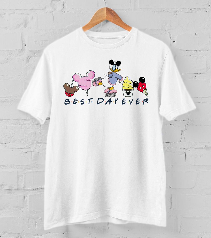Best Day Ever Disney Donald Roller Skating Mickey Ears Treats T-Shirt