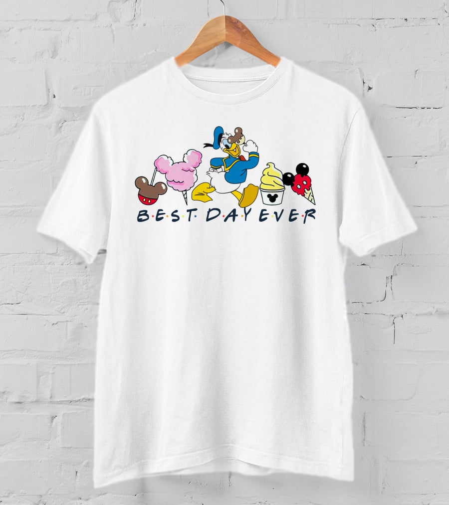 Best Day Ever Donald Duck Cotton Candy Ice Cream Mickey Pretzel T-Shirt