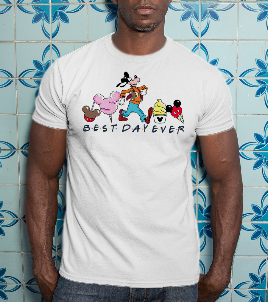 Goofy Best Day Ever Disney Mickey Ice Cream Cotton Candy T-Shirt