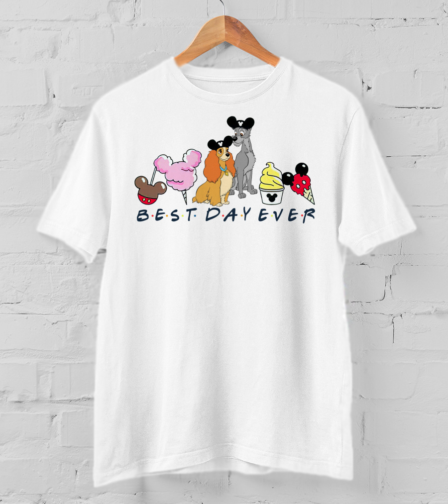 Lady And The Tramp Best Day Ever Mickey Ears Cupcake Ice Cream Cotton Candy T-Shirt