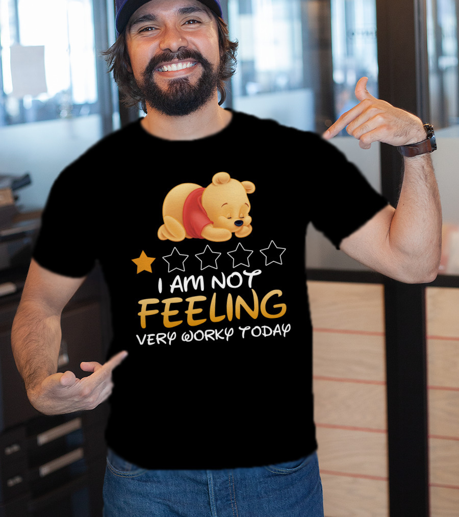 Pooh I Am Not Feeling Very Worky Today Sleeping Character Iconic Star T-Shirt