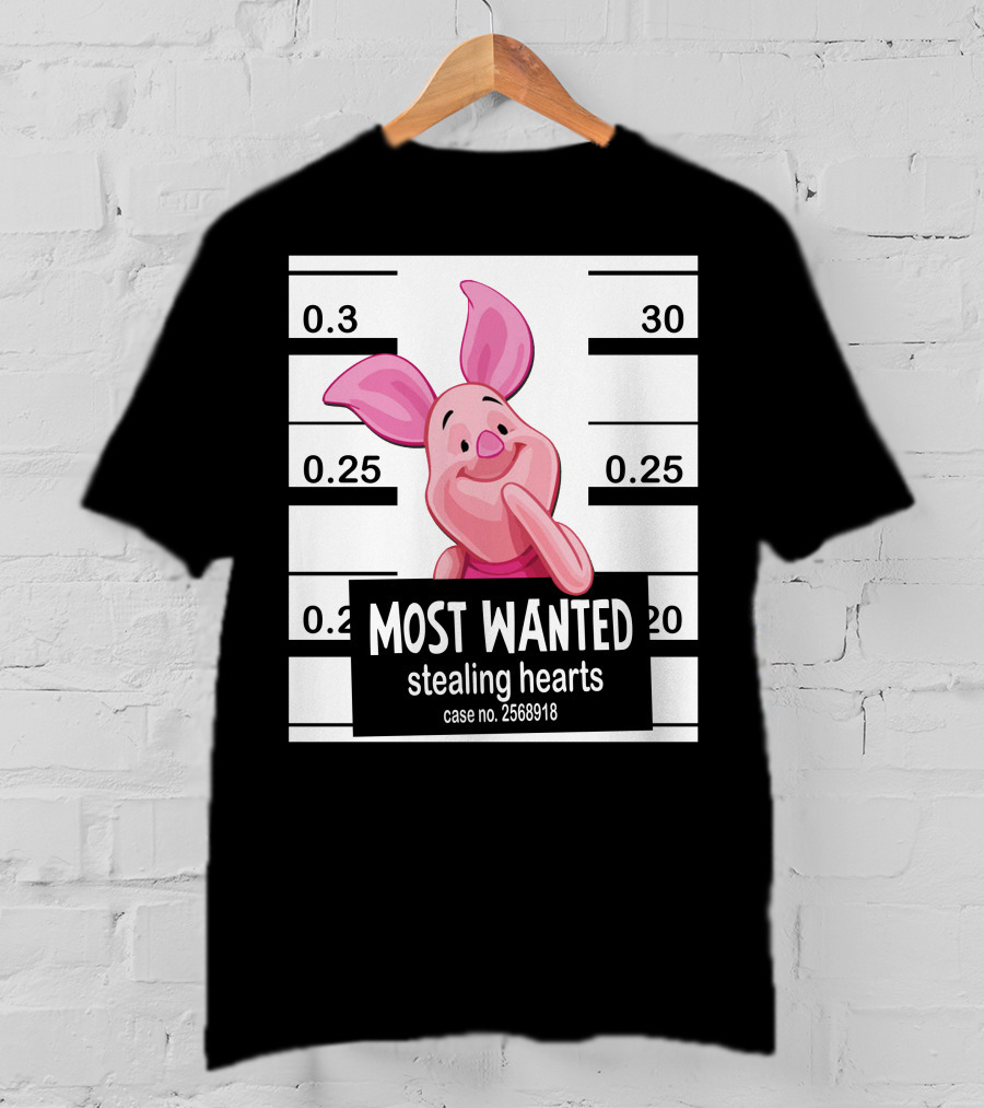 Most Wanted Piglet Stealing Hearts Mugshot Case No. 2568918 T-Shirt