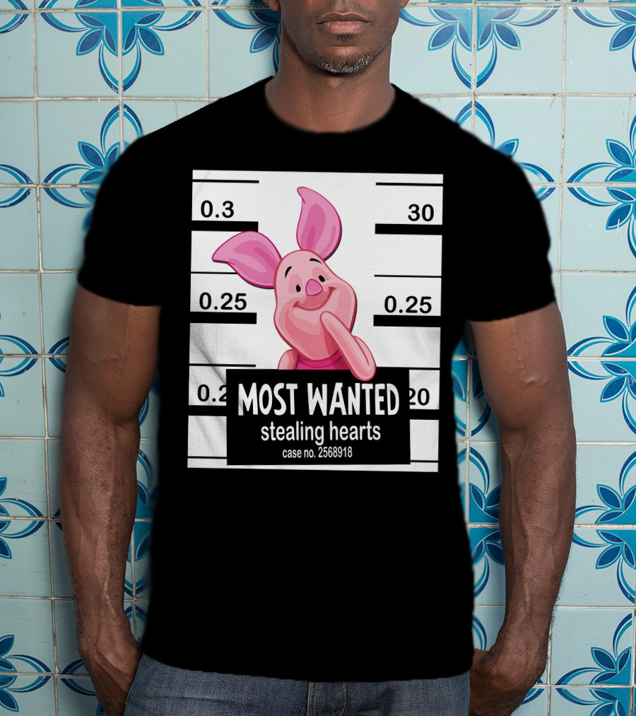 Most Wanted Piglet Stealing Hearts Mugshot Case No. 2568918 T-Shirt