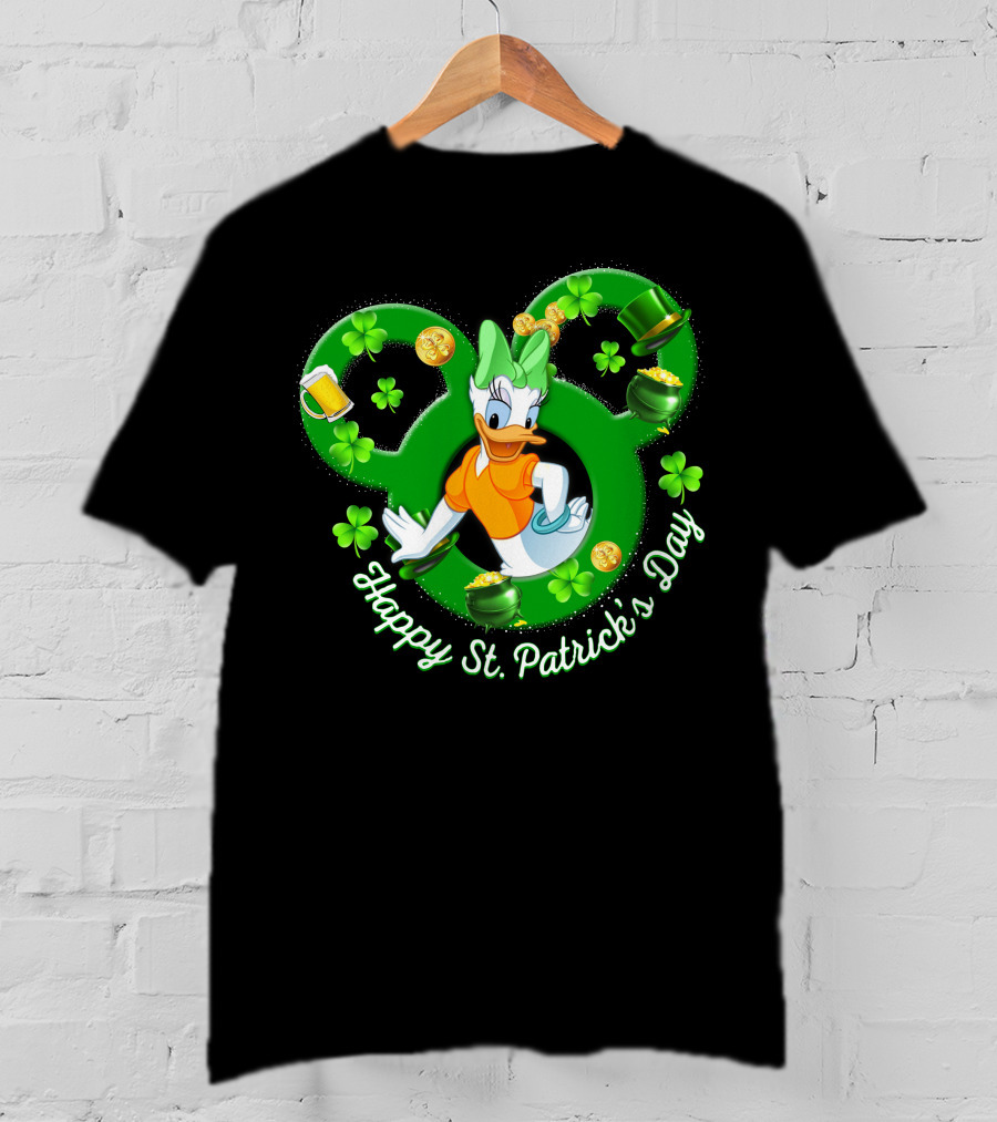 Happy St. Patrick's Day Daisy Duck Mickey Clover Gold T-Shirt