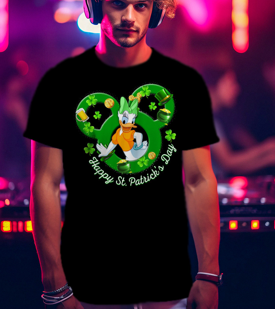 Happy St. Patrick's Day Daisy Duck Mickey Clover Gold T-Shirt