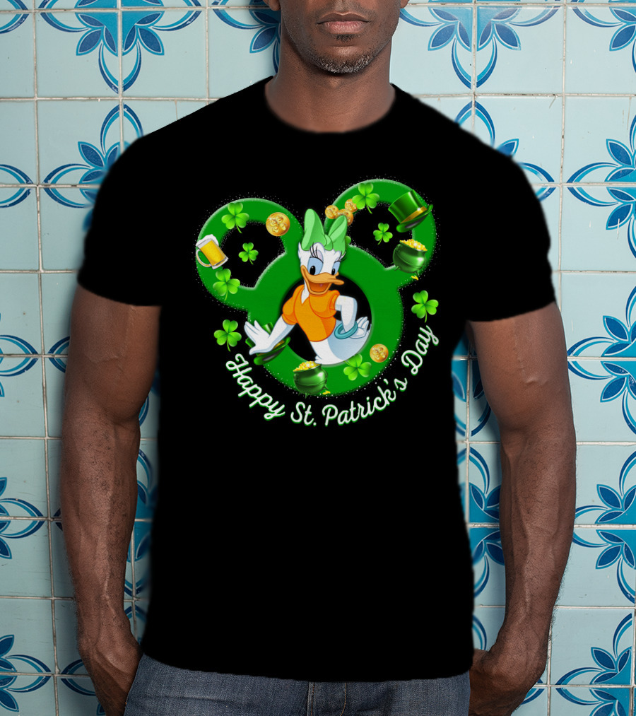 Happy St. Patrick's Day Daisy Duck Mickey Clover Gold T-Shirt