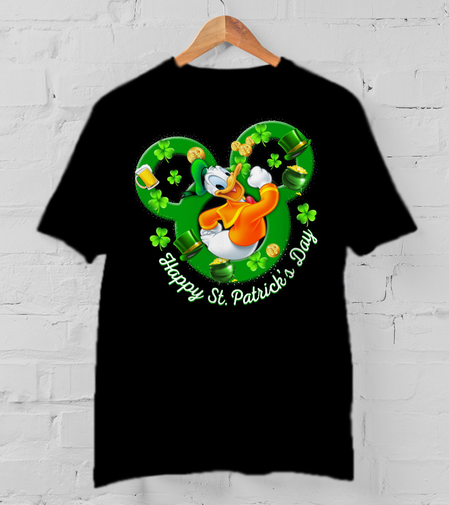 Happy St. Patrick's Day Donald Duck Shamrock Mickey Ears T-Shirt