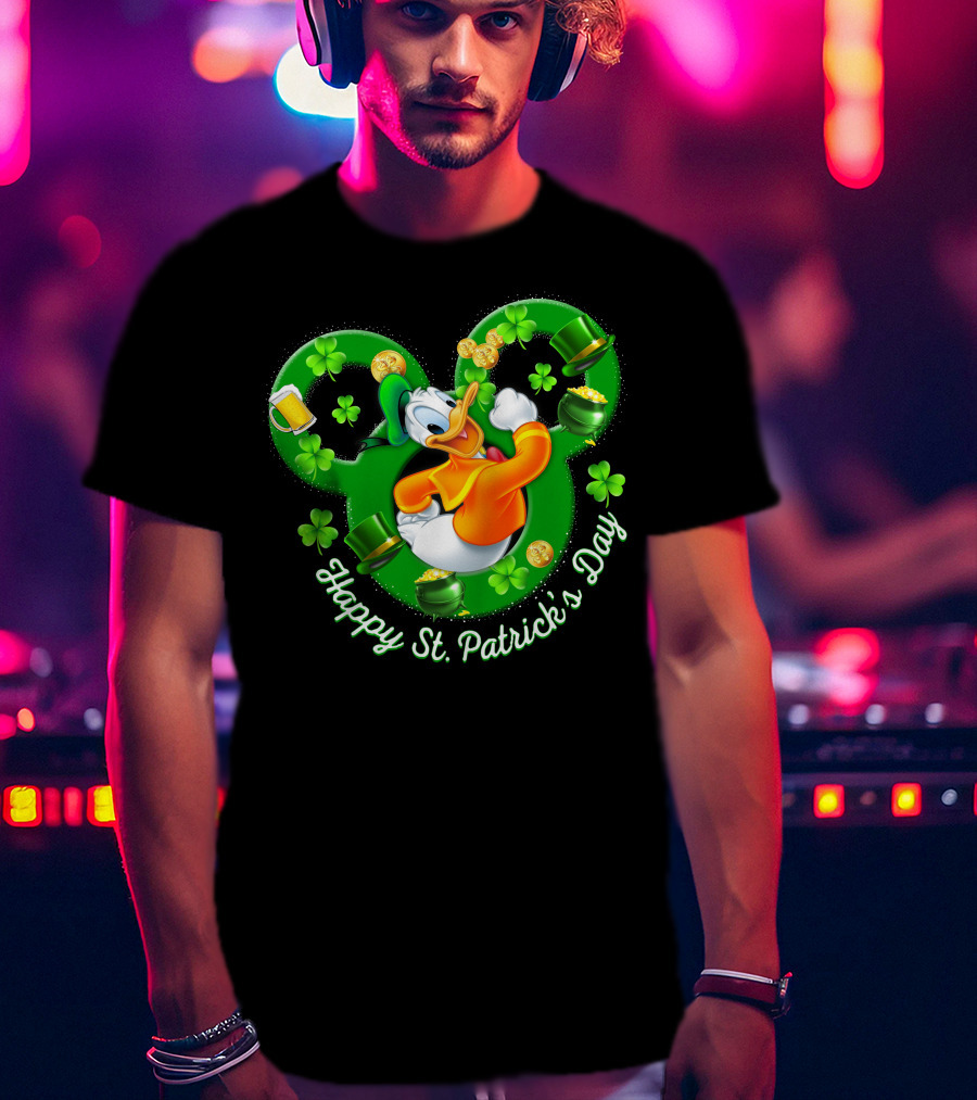 Happy St. Patrick's Day Donald Duck Shamrock Mickey Ears T-Shirt