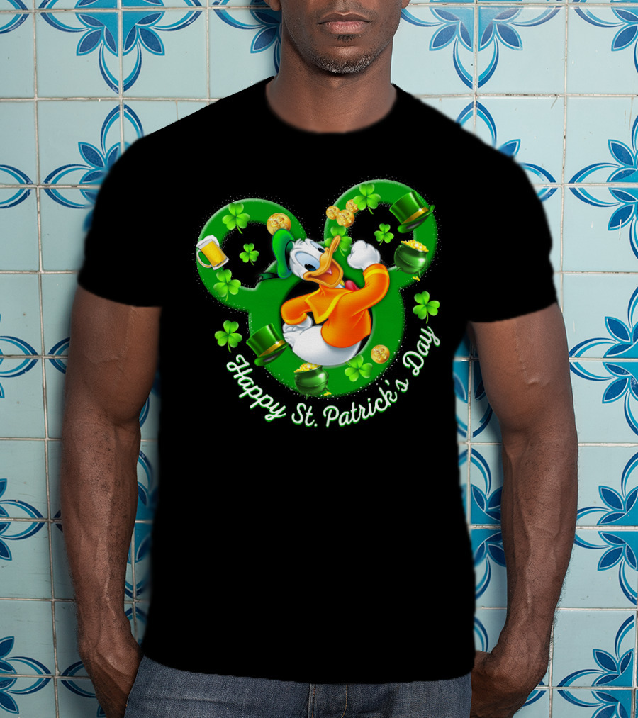 Happy St. Patrick's Day Donald Duck Shamrock Mickey Ears T-Shirt