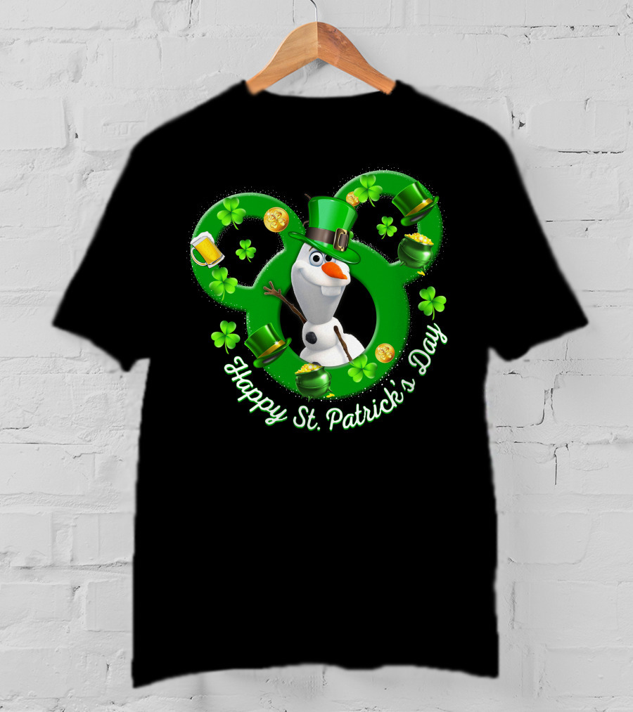 Olaf Happy St. Patrick's Day Mickey Mouse Shamrocks And Hats T-Shirt
