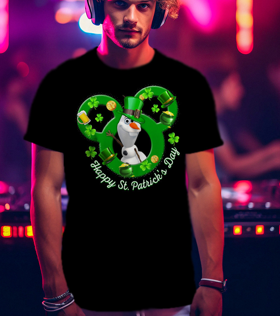 Olaf Happy St. Patrick's Day Mickey Mouse Shamrocks And Hats T-Shirt