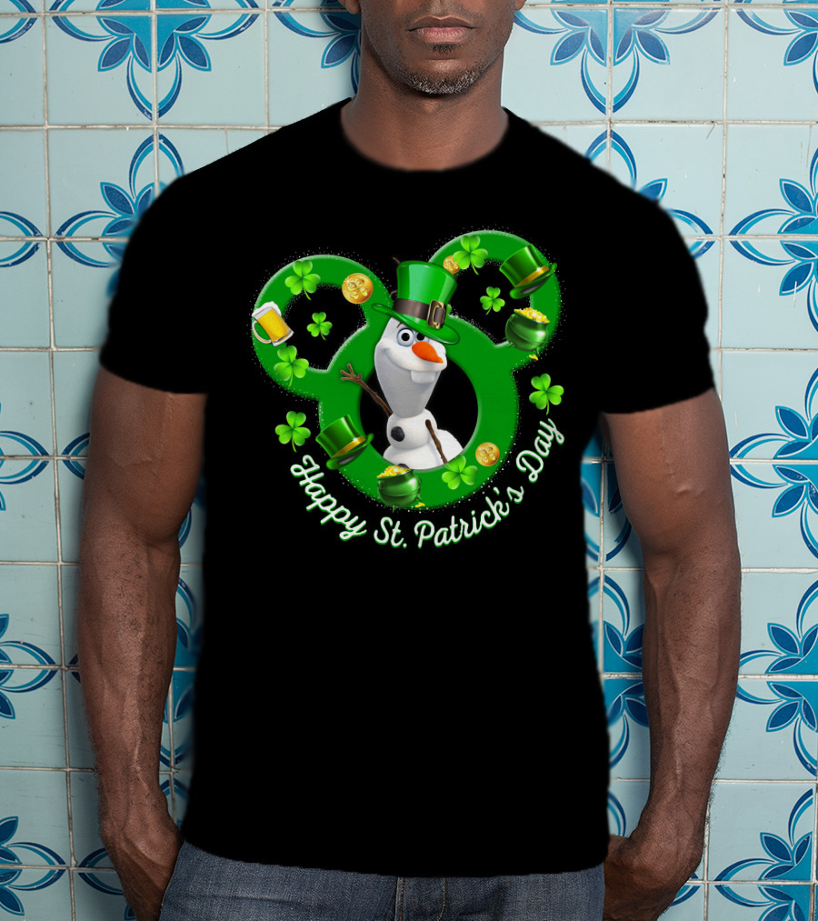 Olaf Happy St. Patrick's Day Mickey Mouse Shamrocks And Hats T-Shirt